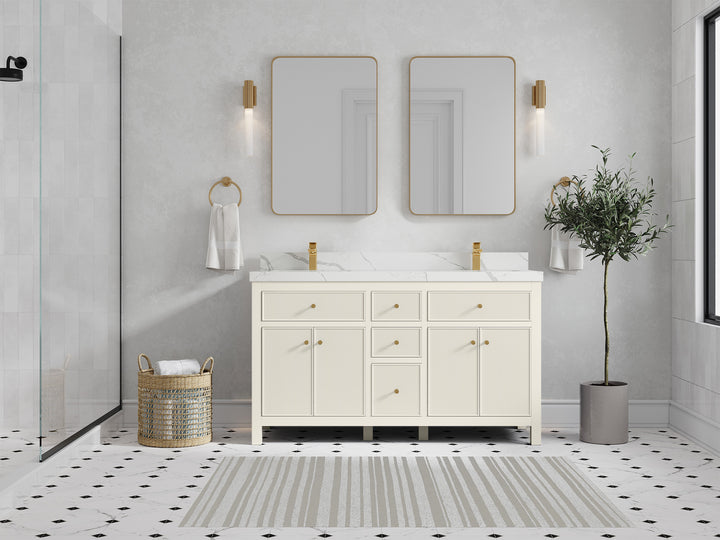 Sonoma 60 in W x 22 in D Free Standing Reeded Double Sink Bathroom Vanity - photo 4
