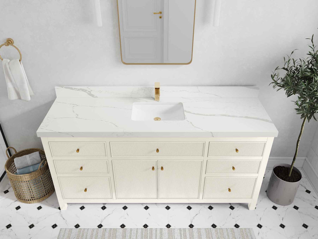 Sonoma 72 in W x 22 in D Free Standing Reeded Single Sink Bathroom Vanity