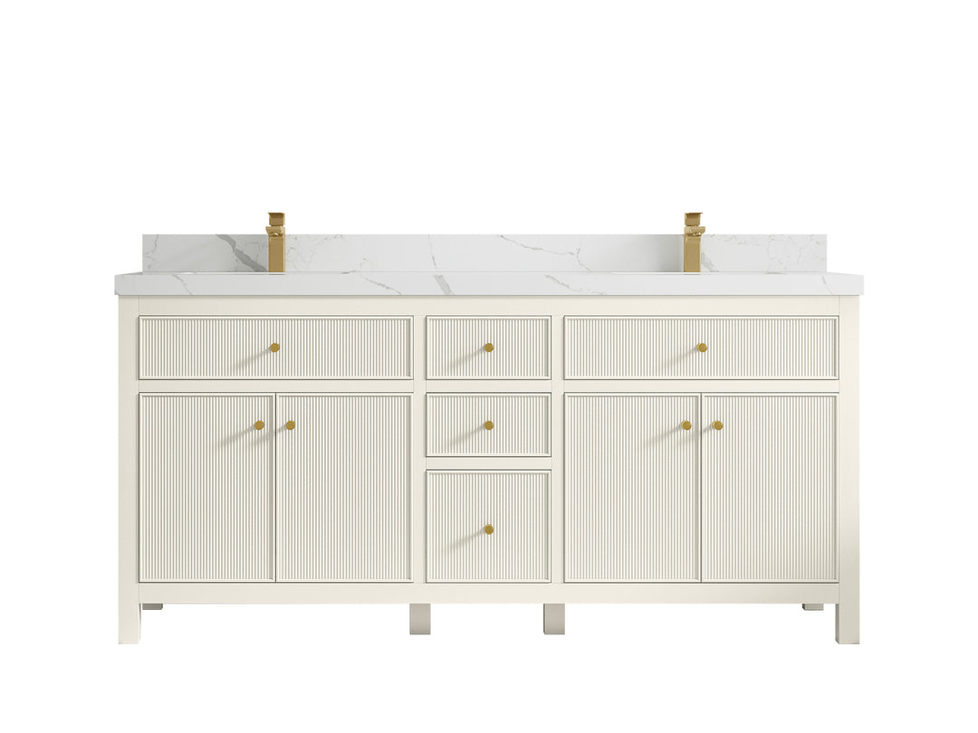 Sonoma 72 in W x 22 in D Free Standing Reeded Double Sink Bathroom Vanity