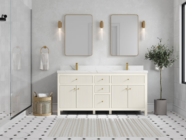 Sonoma 72 in W x 22 in D Free Standing Reeded Double Sink Bathroom Vanity - photo 4