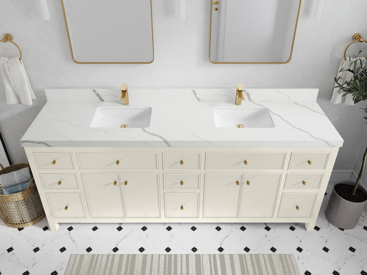 Sonoma 84 in W x 22 in D Free Standing Reeded Double Sink Bathroom Vanity - photo 12