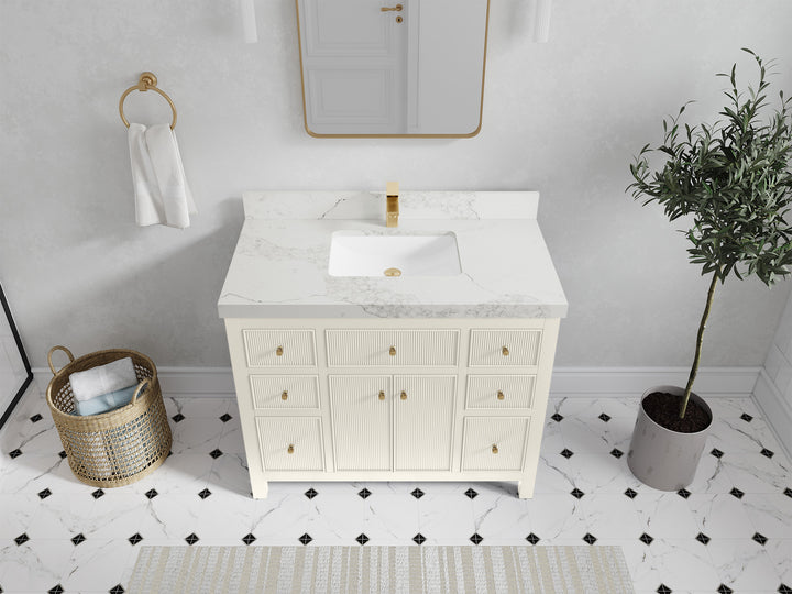 Sonoma 42 in W x 22 in D Free Standing Reeded Single Sink Bathroom Vanity - photo 14