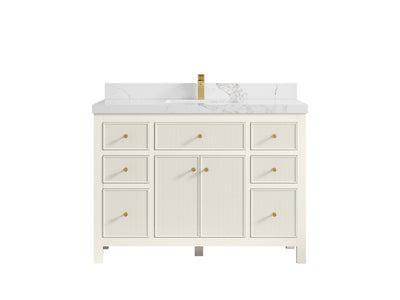 Sonoma 48 in. W x 22 in. D Single Sink Bathroom Vanity in Alabaster with 2 in. Calacatta Nuvo Quartz Countertop