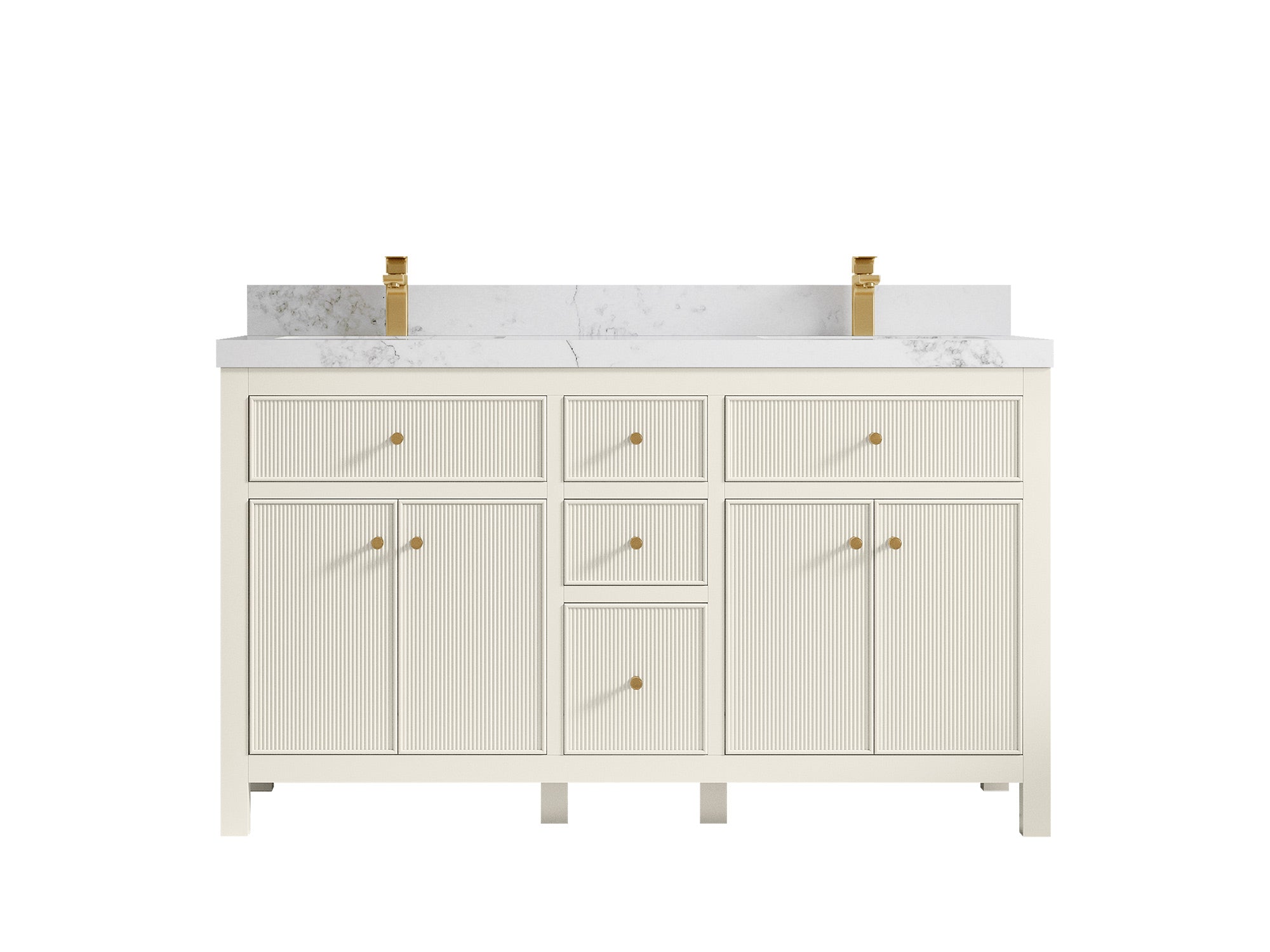 Sonoma 60 in W x 22 in D Free Standing Reeded Double Sink Bathroom Vanity