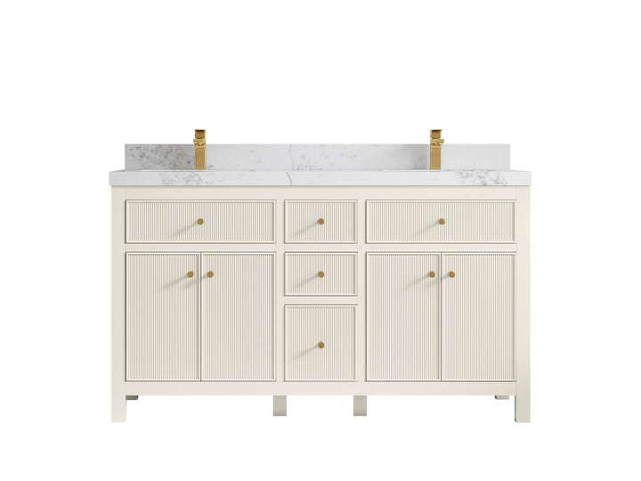 Sonoma 60 in W x 22 in D Free Standing Reeded Double Sink Bathroom Vanity - photo 15