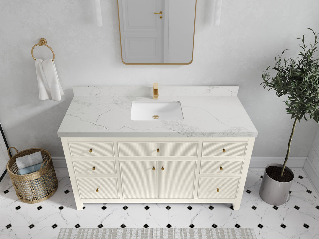 Sonoma 60 in W x 22 in D Free Standing Reeded Single Sink Bathroom Vanity
