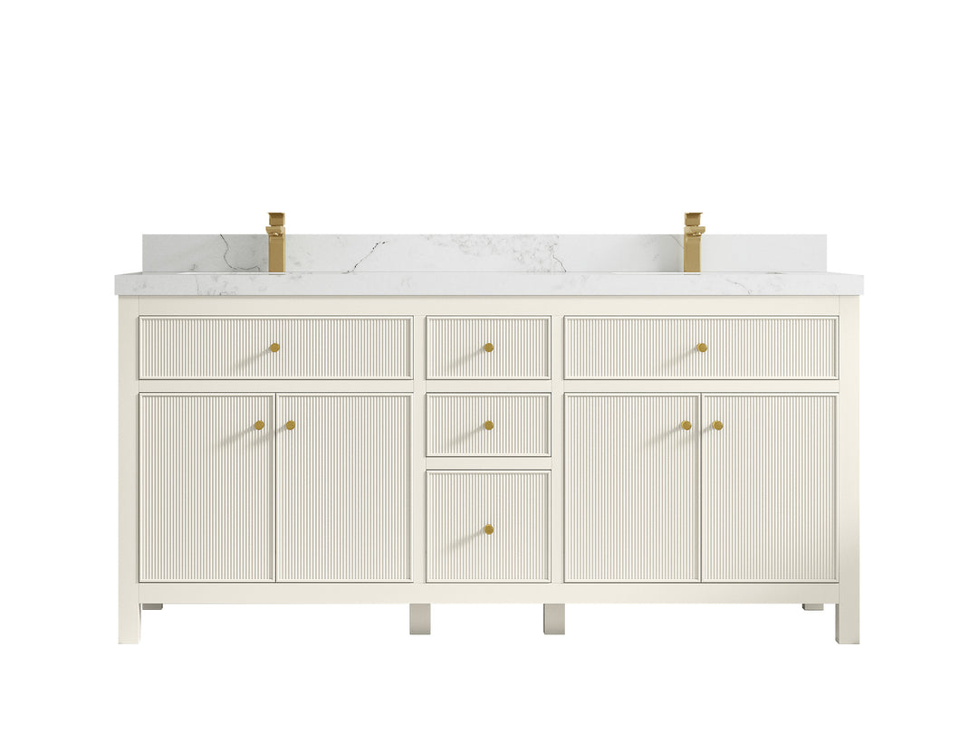 Sonoma 72 in W x 22 in D Free Standing Reeded Double Sink Bathroom Vanity
