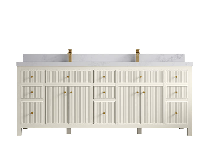 Sonoma 84 in W x 22 in D Free Standing Reeded Double Sink Bathroom Vanity - photo 15