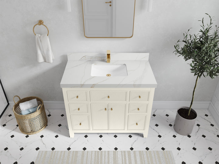 Sonoma 42 in W x 22 in D Free Standing Reeded Single Sink Bathroom Vanity - photo 16