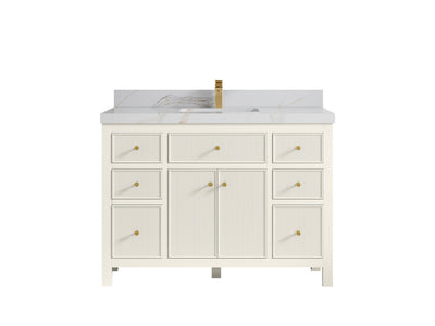 Sonoma 48 in. W x 22 in. D Single Sink Bathroom Vanity in Alabaster with 2 in. Calacatta Sienna Quartz Countertop