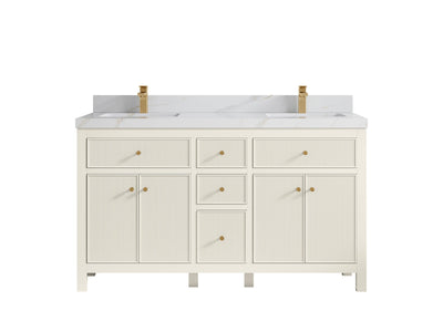 Sonoma 60 in W x 22 in D Free Standing Reeded Double Sink Bathroom Vanity