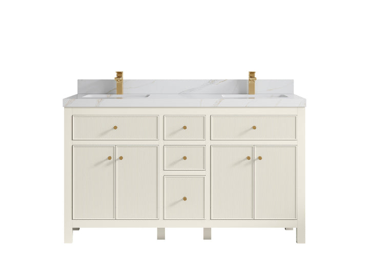 Sonoma 60 in W x 22 in D Free Standing Reeded Double Sink Bathroom Vanity - photo 17