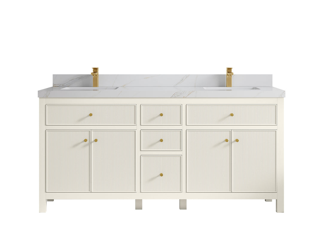 Sonoma 72 in W x 22 in D Free Standing Reeded Double Sink Bathroom Vanity