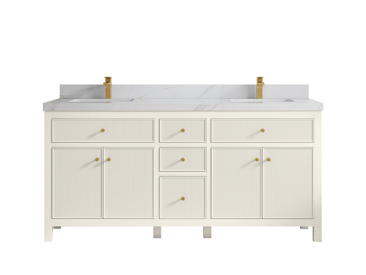 Sonoma 72 in W x 22 in D Free Standing Reeded Double Sink Bathroom Vanity - photo 17