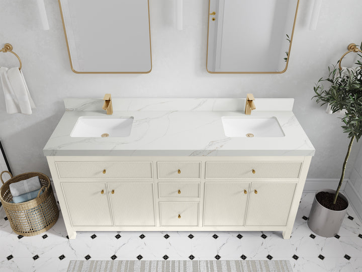 Sonoma 72 in W x 22 in D Free Standing Reeded Double Sink Bathroom Vanity - photo 16