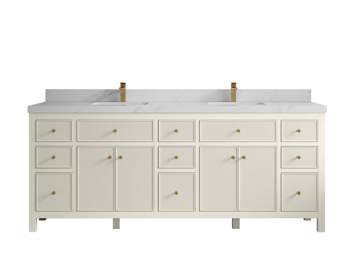 Sonoma 84 in W x 22 in D Free Standing Reeded Double Sink Bathroom Vanity - photo 17