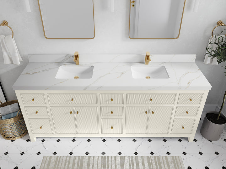 Sonoma 84 in W x 22 in D Free Standing Reeded Double Sink Bathroom Vanity - photo 16