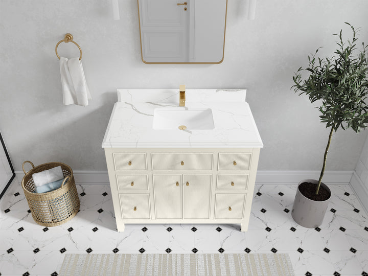 Sonoma 42 in W x 22 in D Free Standing Reeded Single Sink Bathroom Vanity - photo 22