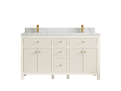 Sonoma 60 in W x 22 in D Free Standing Reeded Double Sink Bathroom Vanity