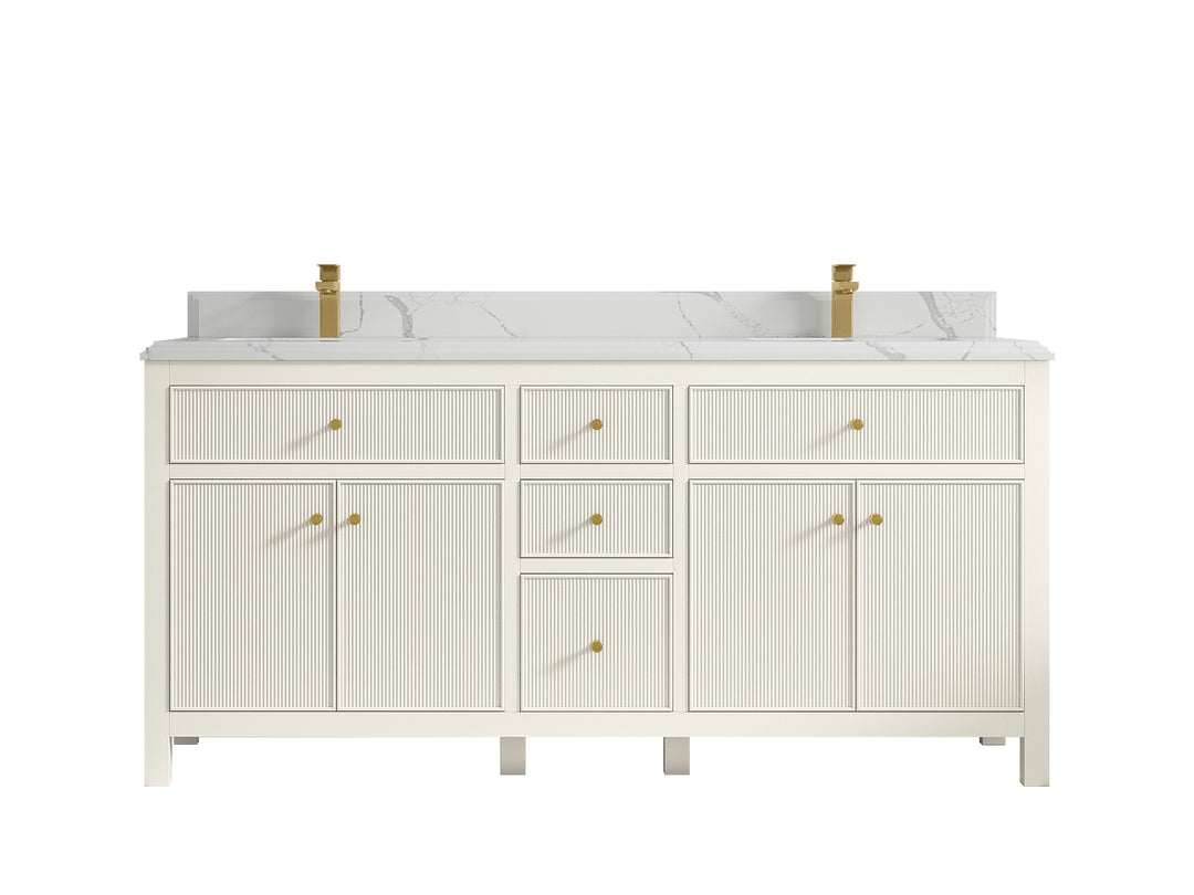 Sonoma 72 in W x 22 in D Free Standing Reeded Double Sink Bathroom Vanity