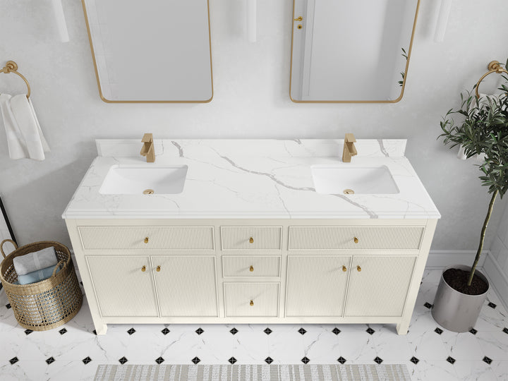 Sonoma 72 in W x 22 in D Free Standing Reeded Double Sink Bathroom Vanity - photo 22