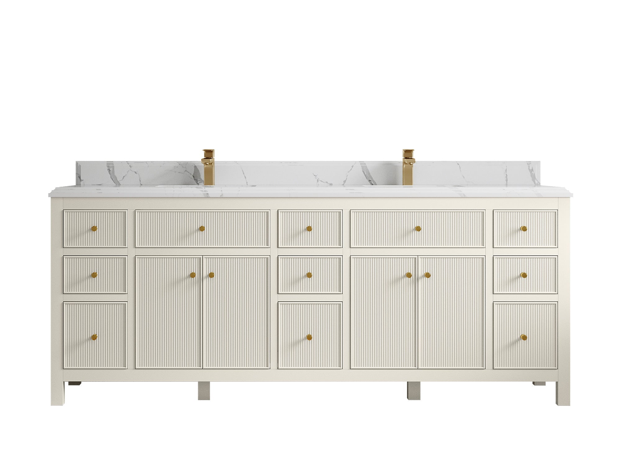 Sonoma 84 in W x 22 in D Free Standing Reeded Double Sink Bathroom Vanity