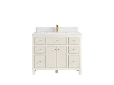 Sonoma 42 in. W x 22 in. D Single Sink Bathroom Vanity in Alabaster with Double Cove Edge 1.5 in Empira White Quartz Countertop