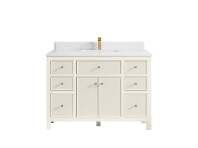 Sonoma 48 in. W x 22 in. D Single Sink Bathroom Vanity in Alabaster with Double Cove Edge 1.5 in Empira White Quartz Countertop