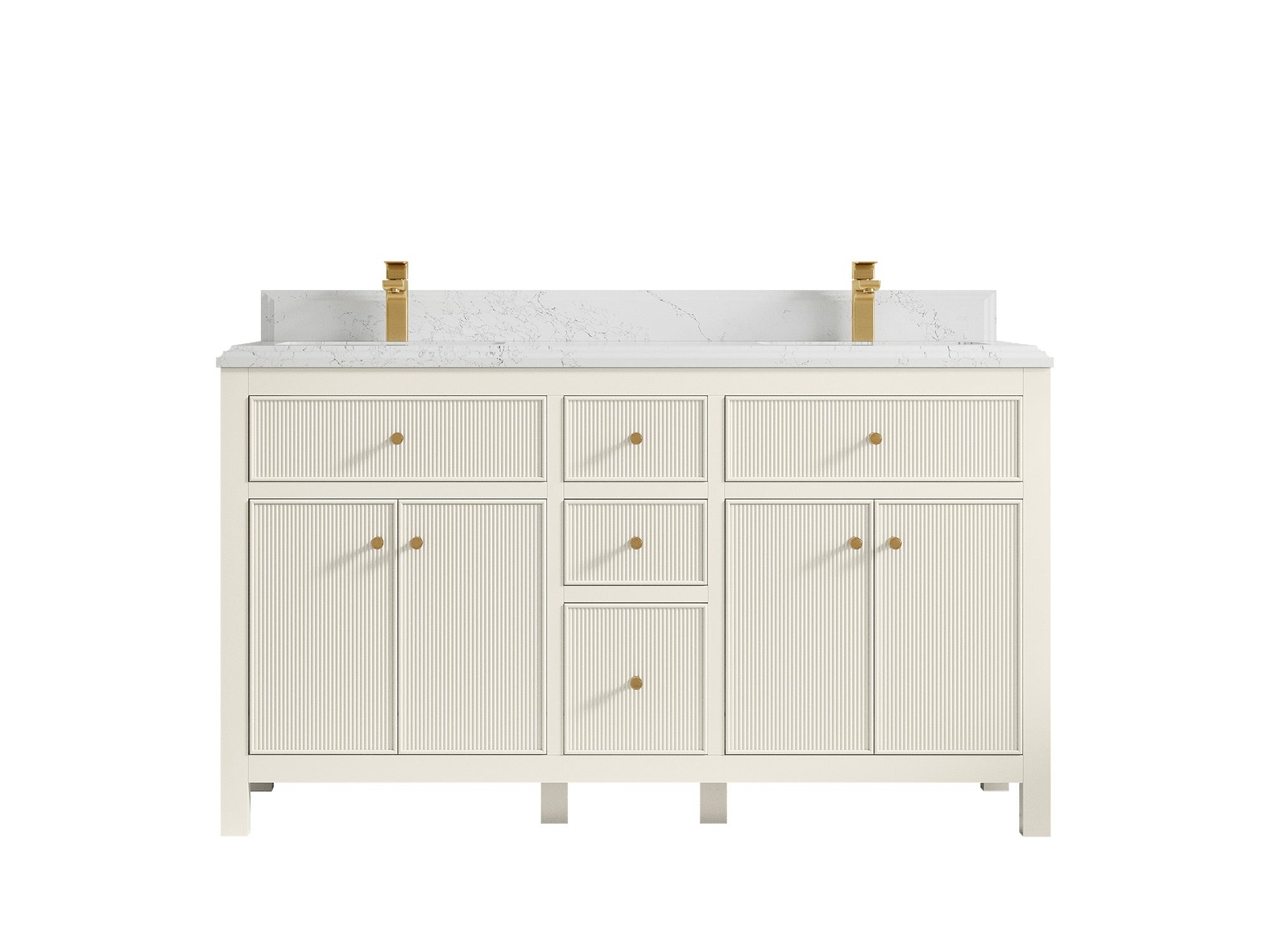 Sonoma 60 in W x 22 in D Free Standing Reeded Double Sink Bathroom Vanity