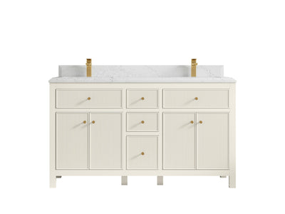 Sonoma 60 in W x 22 in D Free Standing Reeded Double Sink Bathroom Vanity