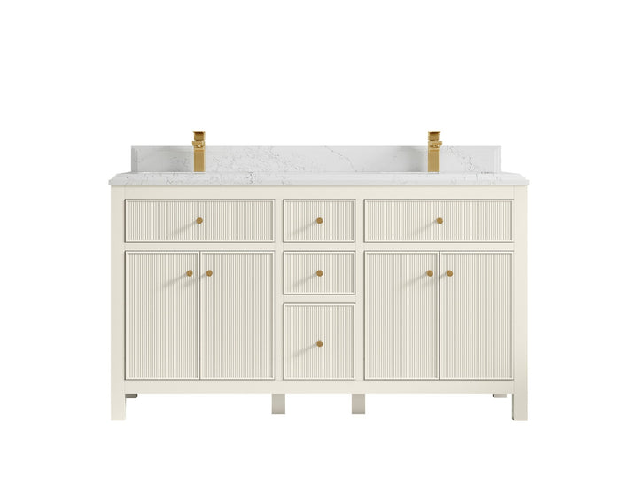 Sonoma 60 in W x 22 in D Free Standing Reeded Double Sink Bathroom Vanity - photo 25