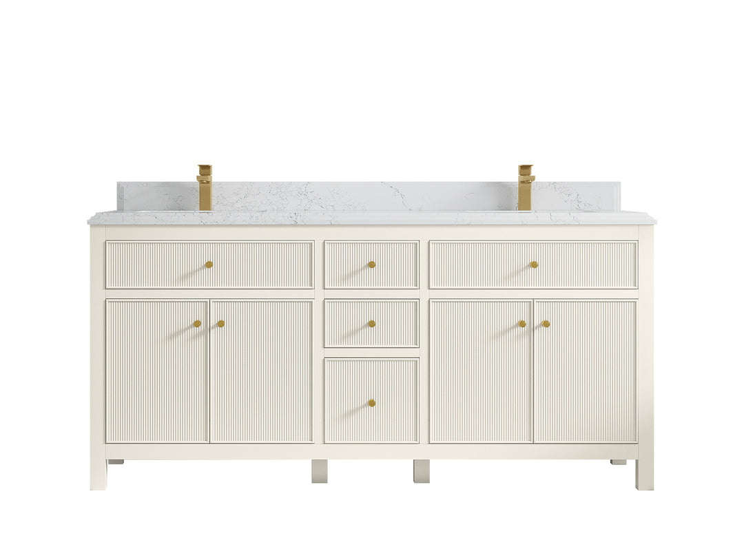 Sonoma 72 in W x 22 in D Free Standing Reeded Double Sink Bathroom Vanity