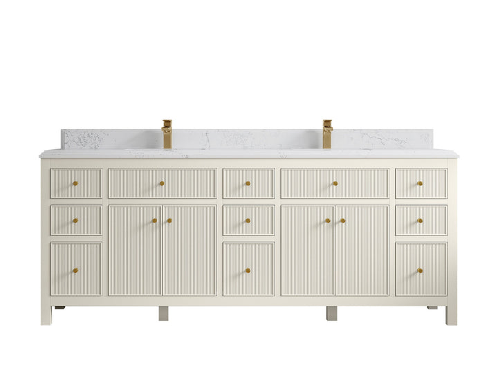 Sonoma 84 in W x 22 in D Free Standing Reeded Double Sink Bathroom Vanity - photo 25