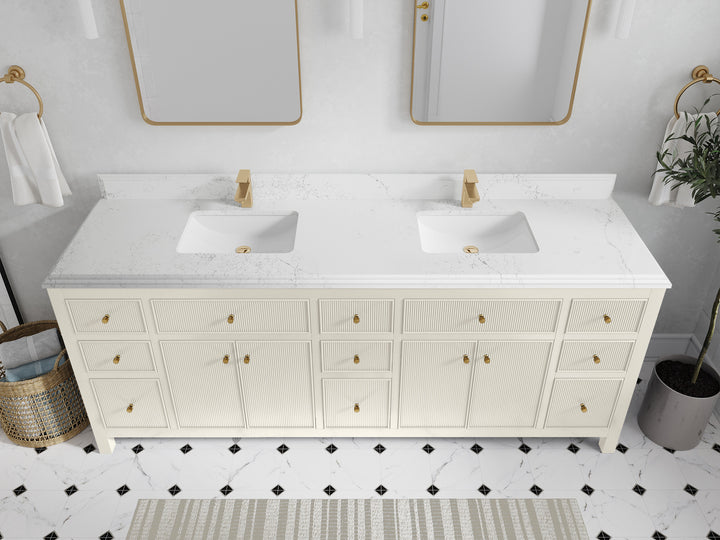 Sonoma 84 in W x 22 in D Free Standing Reeded Double Sink Bathroom Vanity - photo 24
