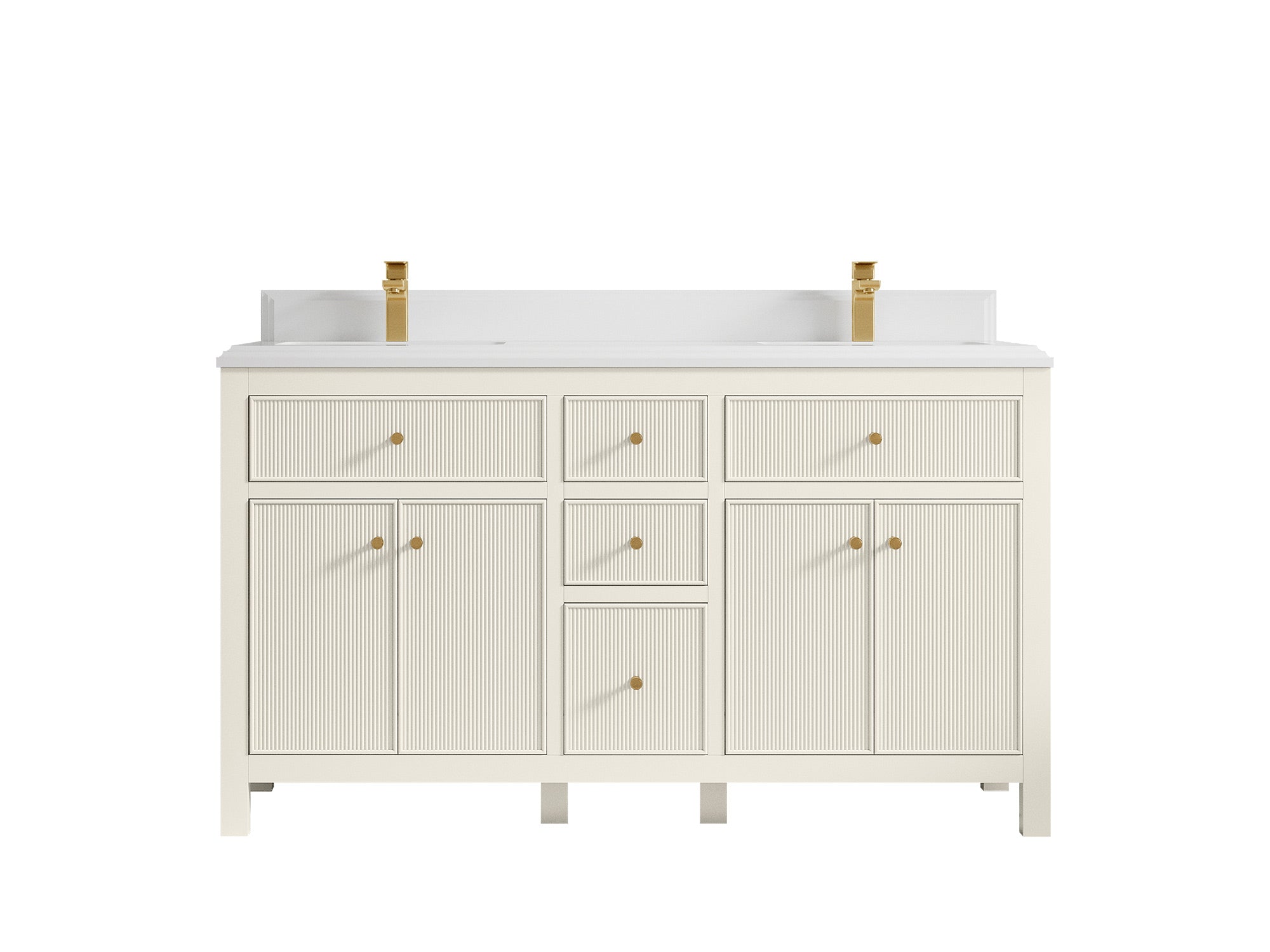 Sonoma 60 in W x 22 in D Free Standing Reeded Double Sink Bathroom Vanity