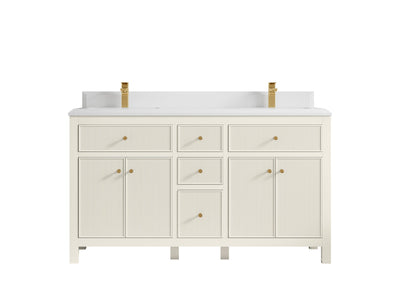 Sonoma 60 in W x 22 in D Free Standing Reeded Double Sink Bathroom Vanity