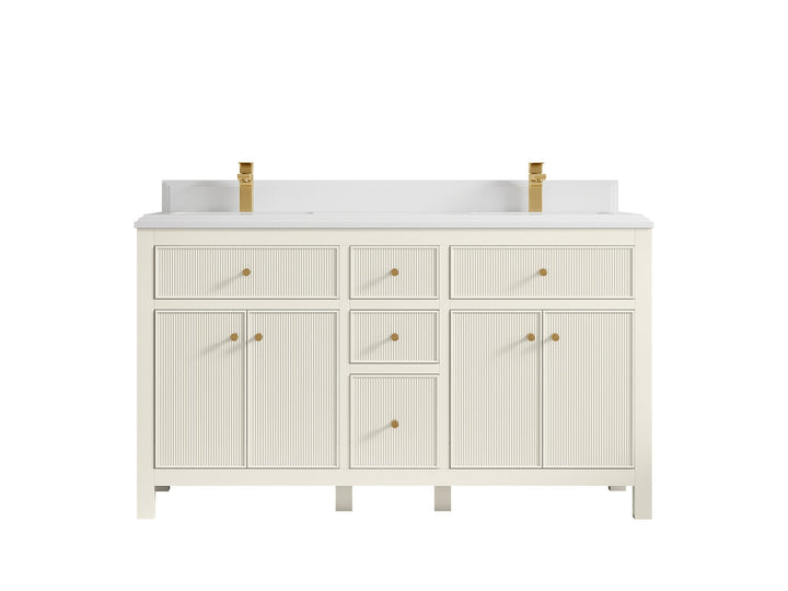 Sonoma 60 in W x 22 in D Free Standing Reeded Double Sink Bathroom Vanity - photo 27