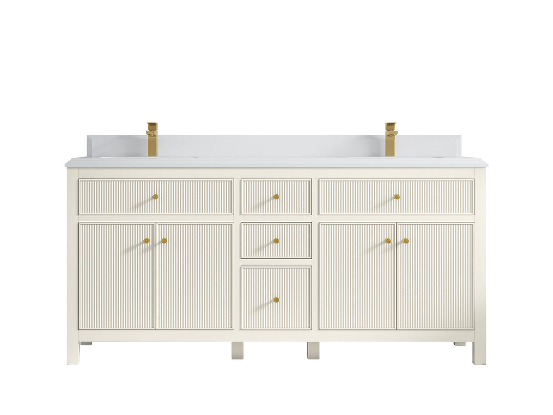 Sonoma 72 in W x 22 in D Free Standing Reeded Double Sink Bathroom Vanity