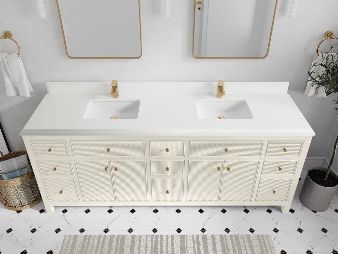 Sonoma 84 in W x 22 in D Free Standing Reeded Double Sink Bathroom Vanity