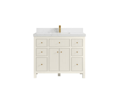 Sonoma 42 in. W x 22 in. D Single Sink Bathroom Vanity in Alabaster with 2 in. Empira White Quartz Countertop