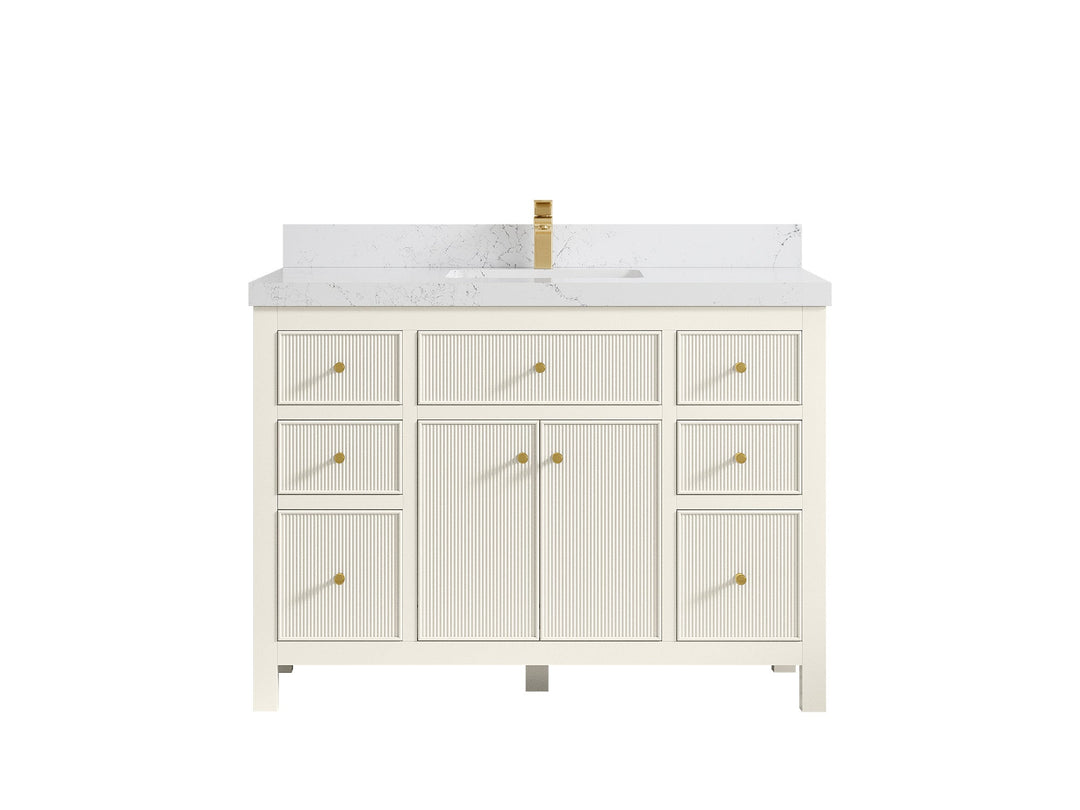 Sonoma 48 in. W x 22 in. D Single Sink Bathroom Vanity in Alabaster with 2 in. Empira White Quartz Countertop