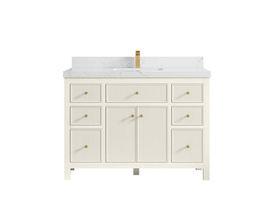 Sonoma 48 in. W x 22 in. D Single Sink Bathroom Vanity in Alabaster with 2 in. Empira White Quartz Countertop