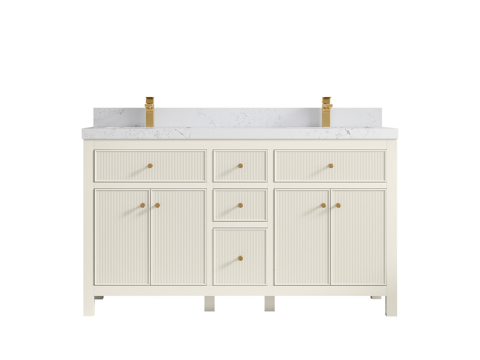 Sonoma 60 in W x 22 in D Free Standing Reeded Double Sink Bathroom Vanity