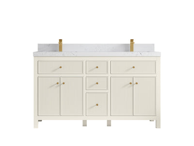 Sonoma 60 in W x 22 in D Free Standing Reeded Double Sink Bathroom Vanity