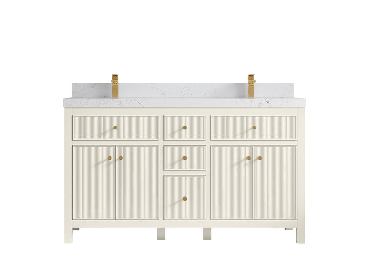 Sonoma 60 in W x 22 in D Free Standing Reeded Double Sink Bathroom Vanity - photo 29