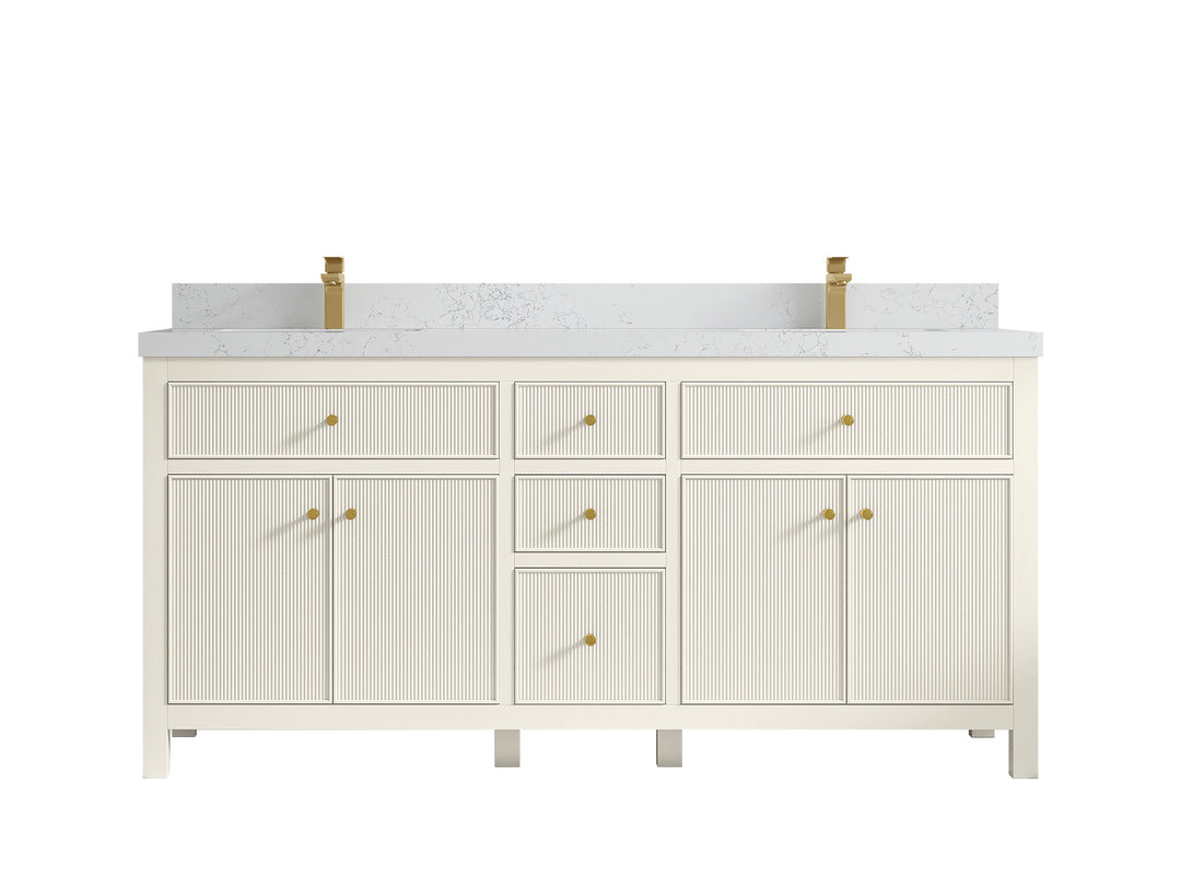Sonoma 72 in W x 22 in D Free Standing Reeded Double Sink Bathroom Vanity