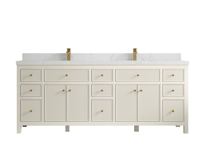 Sonoma 84 in W x 22 in D Free Standing Reeded Double Sink Bathroom Vanity
