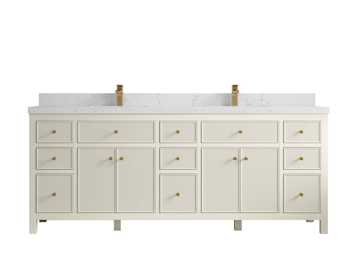 Sonoma 84 in W x 22 in D Free Standing Reeded Double Sink Bathroom Vanity - photo 29