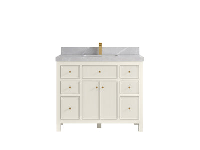 Sonoma 42 in. W x 22 in. D Single Sink Bathroom Vanity in Alabaster with 2 in. Pearl Light Gray Quartz Countertop