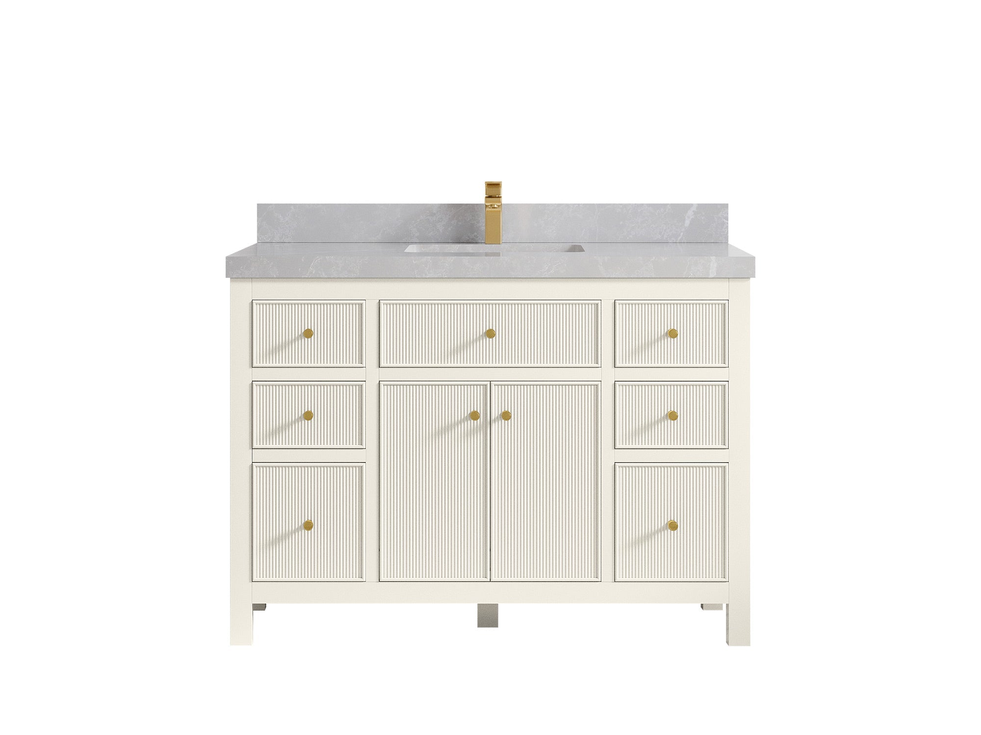 Sonoma 48 in. W x 22 in. D Single Sink Bathroom Vanity in Alabaster with 2 in. Pearl Light Gray Quartz Countertop